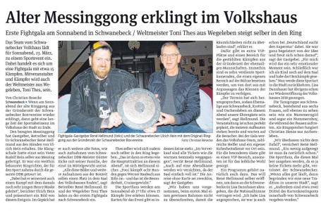 Alter Messinggong erklingt im Volkshaus (Volksstimme 21. März 2019)