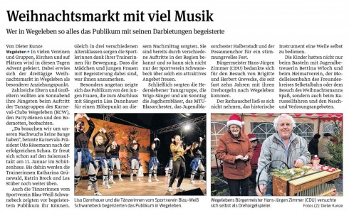 Weihnachtsmarkt mit viel Musik (Volksstimme, 11.12.2019)
